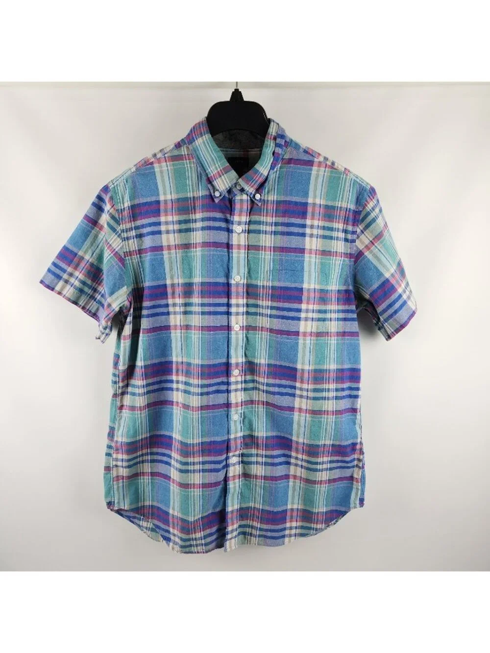 J Crew Shirt Mens Large Multi Madras Pattern Button Down Collar S/S Button Up